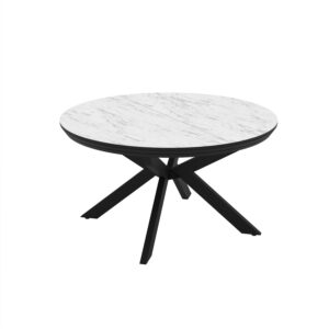 Izvelkamais pusdienu galds Meli 138 / Marmo Super Matt, balts (marmora raksts)