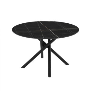 Apaļš ēdamistabas galds Venus 120 / Sonata Super Matt, Melns (marmora raksts)
