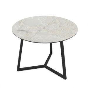 Galdiņš Klint 60 / Bianco High Gloss, Brūnganpelēks (marmora raksts)