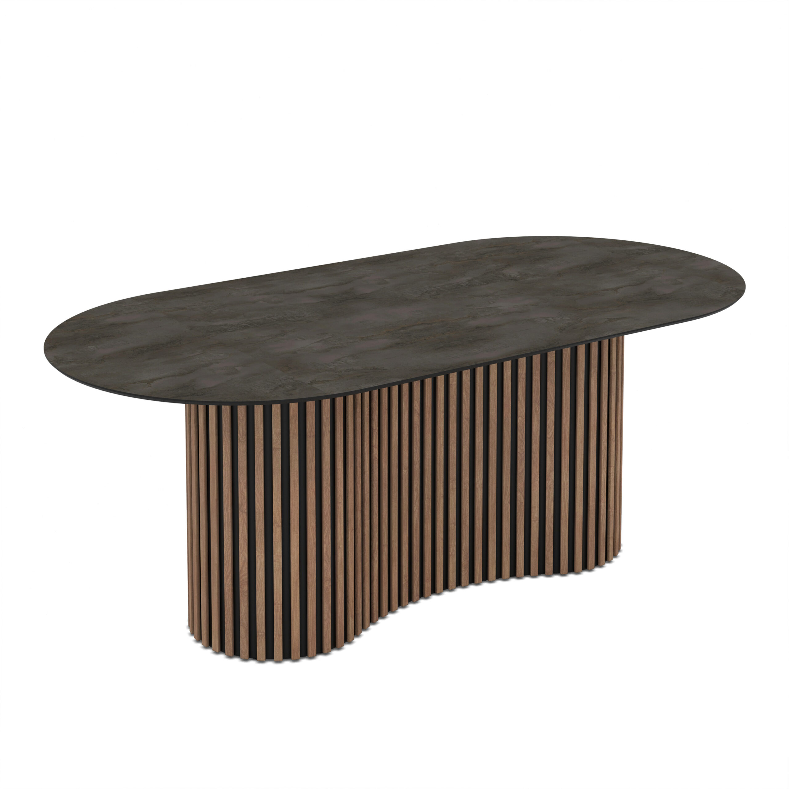 Ēdamgalda galds Oscar 200 / Irony Melamine, Tumši pelēks (marmora raksts)